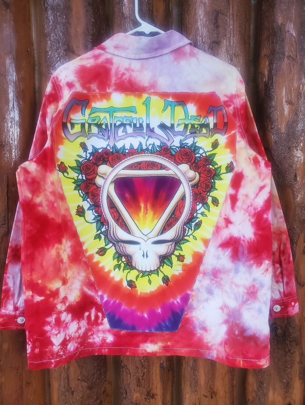 Liquid Blue Grateful Dead Steal Your Space Patch Tie-Dye Denim Chore Coat Jacket
